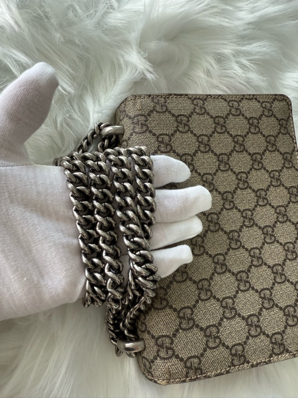 Gucci: GG Canvas and Red Suede Mini Dionysus Shoulder Bag AUTHENTIC - Picture 15 of 16